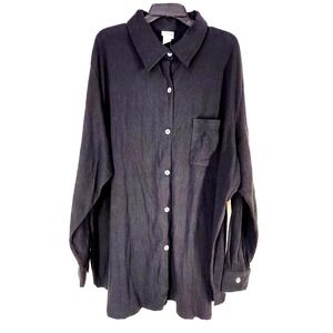 Lane Bryant Shirt Women's Plus Size 3X  Ladies Long Sleeve Soft Button Up  Black